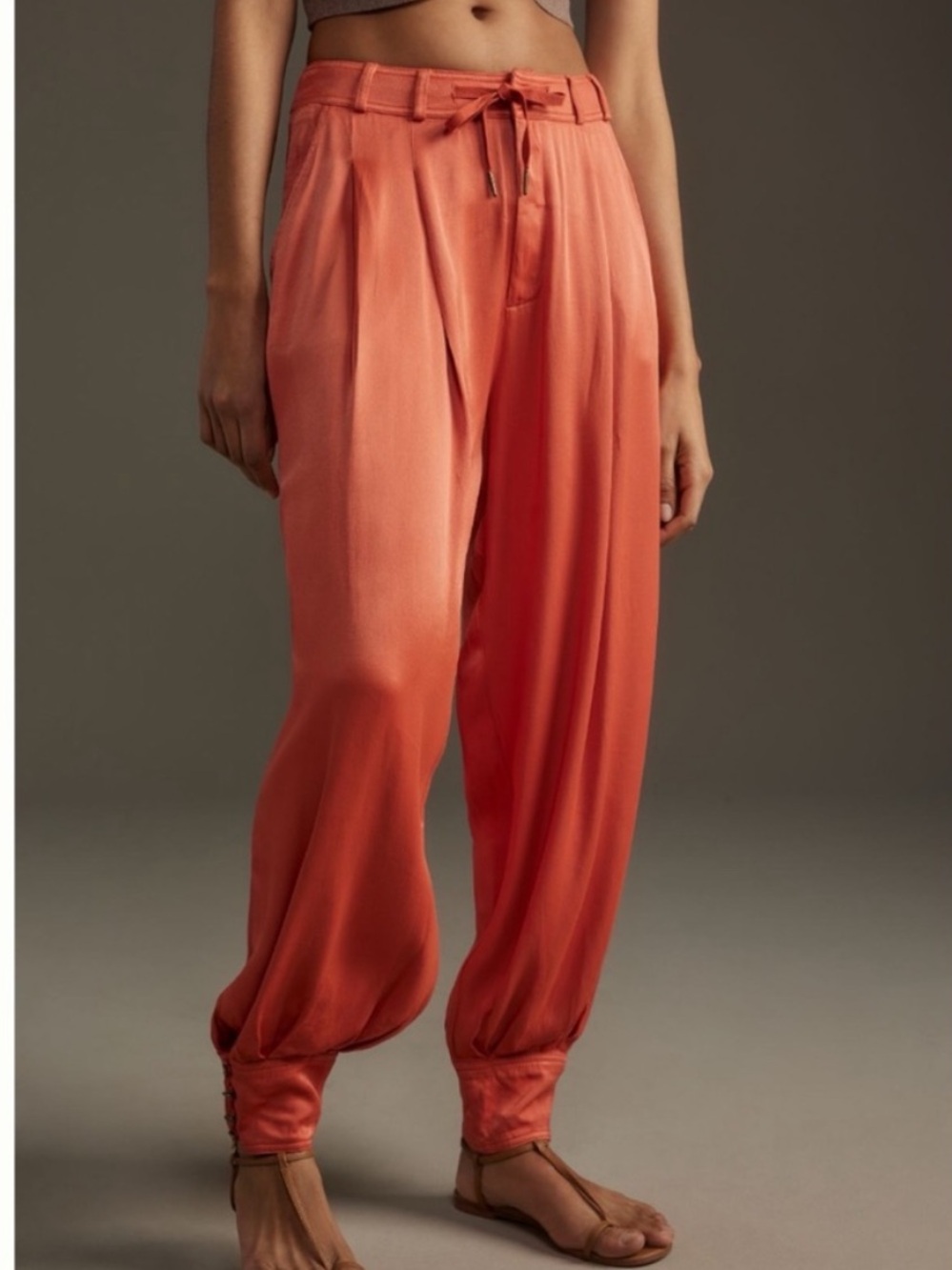 NWT Anthropologie Silky Cuffed Barrel Pants , L